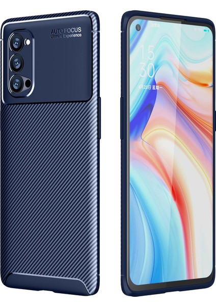 Oppo Reno 4 Pro Kılıf Rugged Armor Karbon Desenli Tam Koruma Silikon Kapak