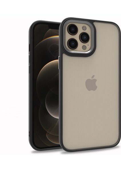 Apple iPhone 12 Pro Max Kılıf Silikon Kenarlı Renkli Arkası Şeffaf Flora Kapak