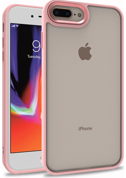 Apple iPhone 8 Plus Kılıf Silikon Kenarlı Renkli Flora Kapak