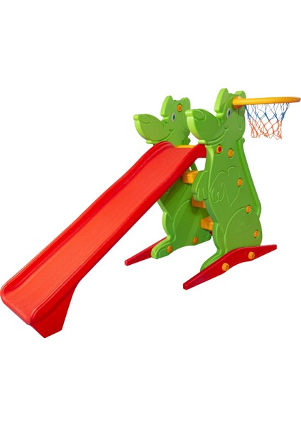 Figürlü Büyük Kaydırak - Basket Potası Eklentili - Oyun Parkı - Kaydırak