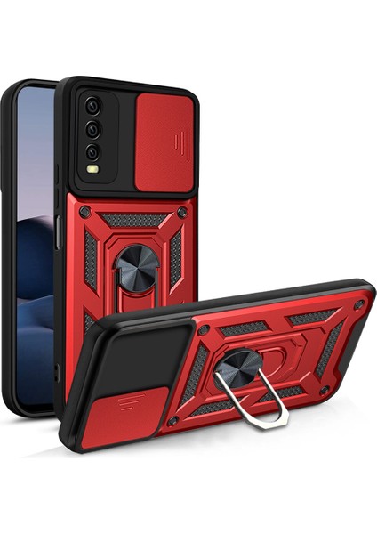 Vivo Y11S Kılıf Ultra Korumalı Yüzüklü Manyetik Sürgülü Vega Kapak