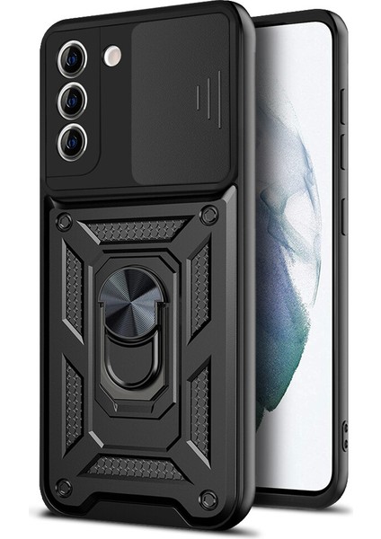 Samsung Galaxy S21 Fe Kılıf Ultra Korumalı Yüzüklü Manyetik Sürgülü Vega Kapak