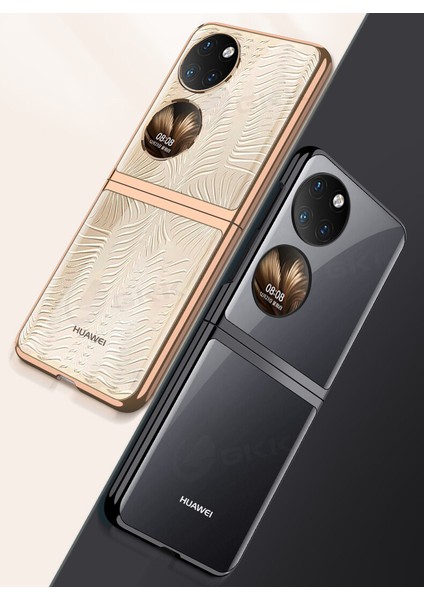Huawei P50 Pocket Kılıf Renkli Kenarlı Sert Kipta Kapak fırsatları