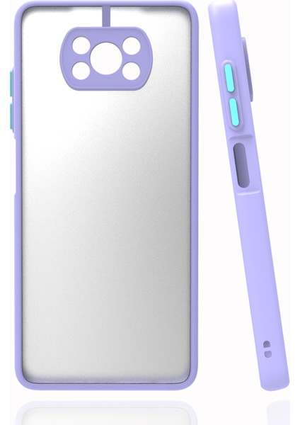 Xiaomi Poco X3 Kılıf Renkli Kenarlı Buzlu Kamera Korumalı Hux Kapak