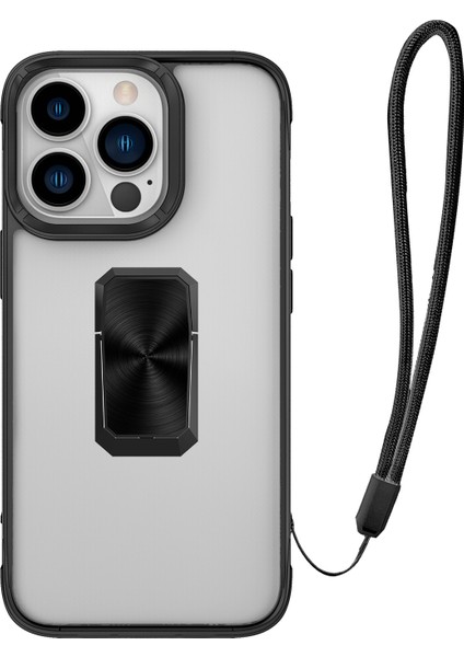 Apple iPhone 13 Pro Max Kılıf Yüzüklü Ipli Manyetik Şeffaf V-Bax Kapak