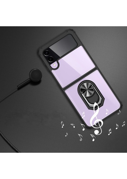 Samsung Galaxy Z Flip 3 Kılıf Silikon Kenarlı Yüzüklü Standlı Manyetik Şeffaf Mola Kapak fiyatları