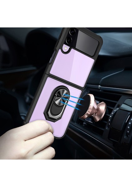 Samsung Galaxy Z Flip 3 Kılıf Silikon Kenarlı Yüzüklü Standlı Manyetik Şeffaf Mola Kapak modelleri