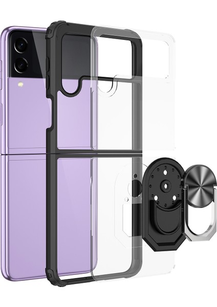 Samsung Galaxy Z Flip 3 Kılıf Silikon Kenarlı Yüzüklü Standlı Manyetik Şeffaf Mola Kapak fırsatları