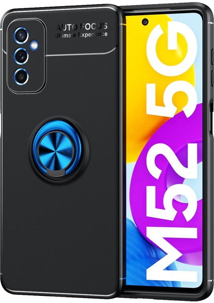Samsung Galaxy M52 Kılıf Yüzüklü Manyetik Ravel Silikon