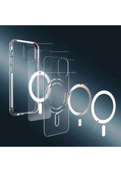Apple Iphone 13 Pro Max Kılıf Manyetik Tagsafe Şeffaf Silikon Kapak