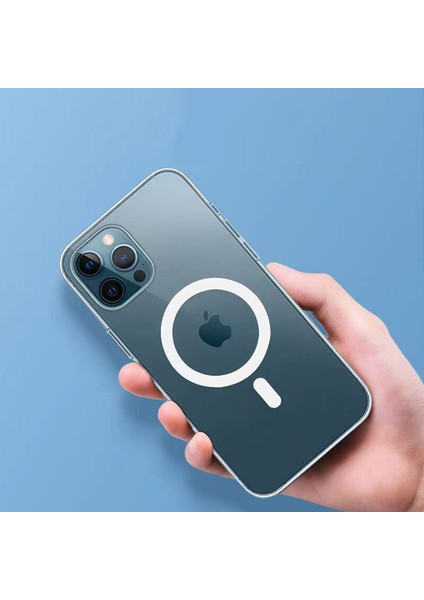 Apple Iphone 13 Pro Max Kılıf Manyetik Tagsafe Şeffaf Silikon Kapak