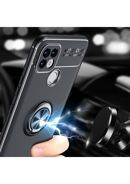 Realme C25 Kılıf Yüzüklü Manyetik Ravel Silikon