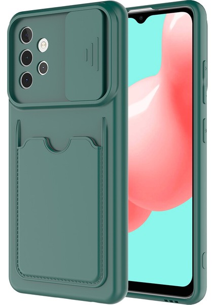 Samsung Galaxy A32 4g Uyumlu Kılıf Kartlıklı Kamera Korumalı Sürgülü Kartix Silikon
