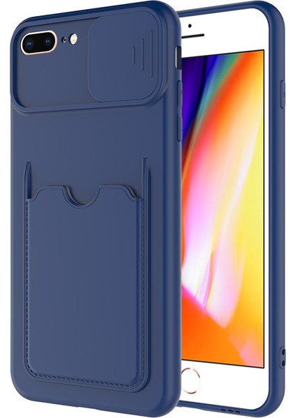 Apple Iphone 7 Plus Kılıf Kartlıklı Kamera Korumalı Sürgülü Kartix Silikon