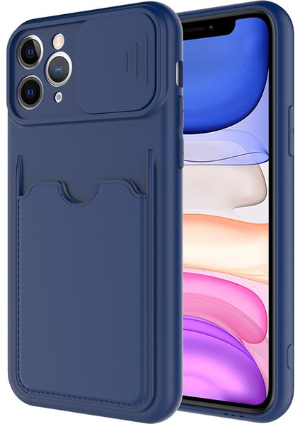 Apple Iphone 11 Pro Max Kılıf Kartlıklı Kamera Korumalı Sürgülü Kartix Silikon