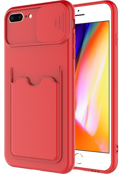 Apple Iphone 7 Plus Kılıf Kartlıklı Kamera Korumalı Sürgülü Kartix Silikon
