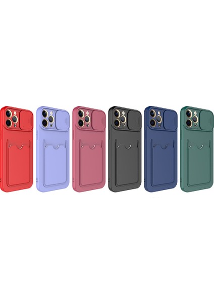 Apple Iphone 7 Plus Kılıf Kartlıklı Kamera Korumalı Sürgülü Kartix Silikon