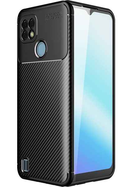 Realme C21 Kılıf Karbon Desenli Lux Negro Silikon