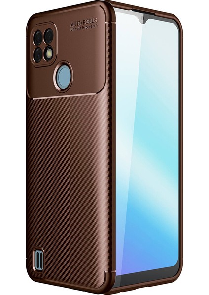 Realme C21 Kılıf Karbon Desenli Lux Negro Silikon