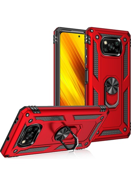 Xiaomi Poco X3 Kılıf Çift Karmanlı Ultra Korumalı Yüzüklü Manyetik Vega Kapak