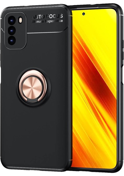 Xiaomi Poco M3 Kılıf Yüzüklü Manyetik Ravel Silikon