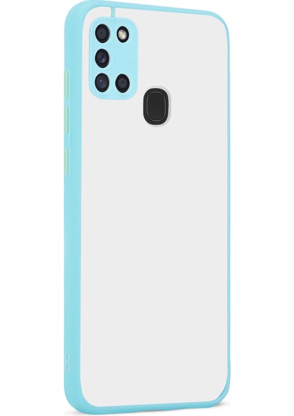 Samsung Galaxy A21S Kılıf Kamera Korumalı Silikon Kenarlı Buzlu Hux Kapak