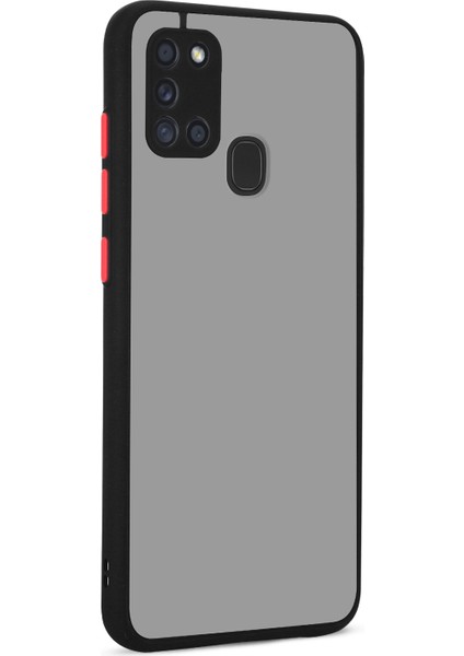 Samsung Galaxy A21S Kılıf Kamera Korumalı Silikon Kenarlı Buzlu Hux Kapak