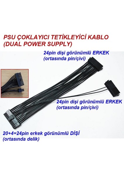 Atx 24 Pin Psu Starter Çoklayıcı Tetikleyici Kablo (24P To 24P) (1+1)