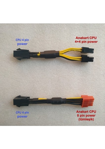 Power Kablosu Anakart Cpu 4 Pin To Anakart Cpu 8 Pin