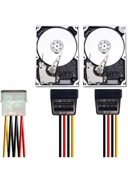 3.5 Ide To 2x Sata Power Çoklayıcı Y Kablo (1x Ide Erkek-2x Sata Dişi)