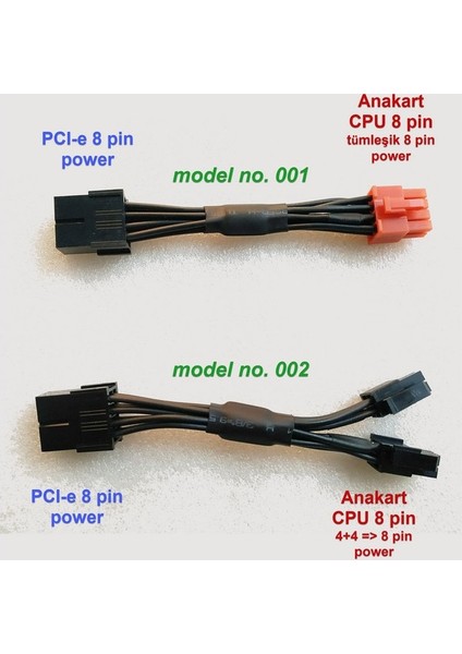 Pcı-E To Cpu Power Kablosu (Pcı-E 8 Pin To Anakart Cpu 8 Pin)