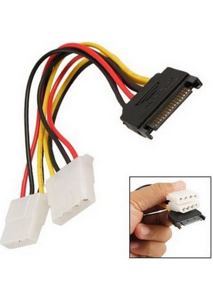 Sata To 2x 3.5 Ide Power Çoklayıcı Y Kablo (Sata Erkek-2x Ide Dişi)