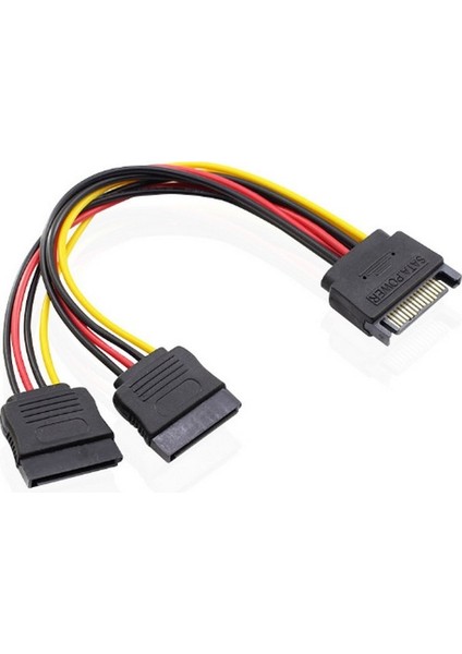 Sata To 2x Sata Power Çoklayıcı Y Kablo (Sata Erkek-2x Sata Dişi)