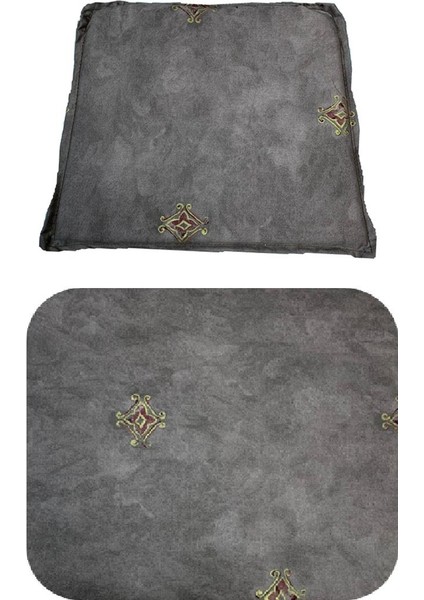 Knsz minder seti 1 li zng&mğr&uslu gri işlemeli kumaş tel bar sandalyesi oturma ve sırt minderi set