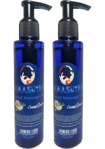 Erkeklere Kadınlara Özel Hindistan Cevizi Aromalı Vücut Masaj Yağı Coconut Flavored Massage Oil 125ml 2 Adet