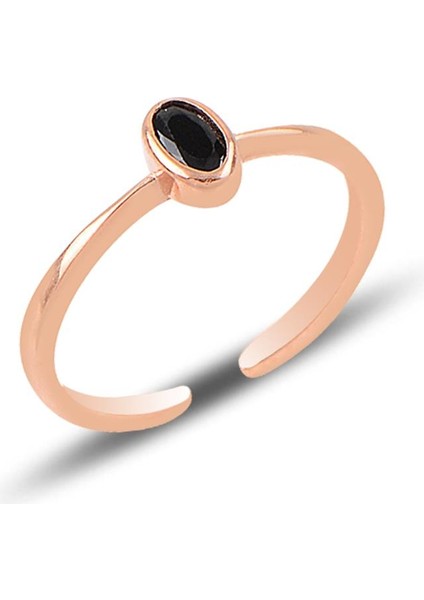 Gümüş Rose Onix Taşlı Yüzük