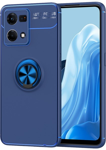 Oppo Reno 7 Kılıf Yüzüklü Manyetik Ravel Silikon