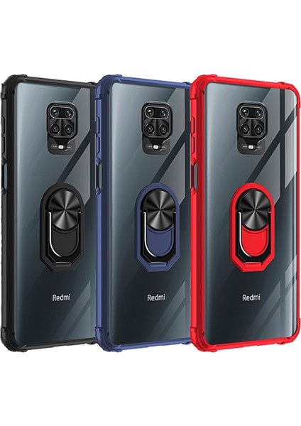 Xiaomi Redmi Note 9 Pro Kılıf Renkli Silikon Kenarlı Yüzüklü Manyetik Mola Kapak