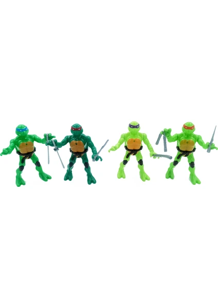 Ninja Kaplumbağalar 4 Lü Set Rapuel, Michelangelo, Leonardo, Donatello Işıklı ve Aksesuarlı