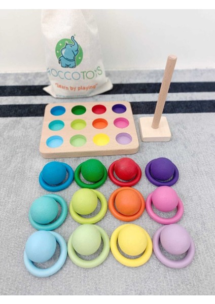 Montessori Eşleştirme Topları & Halka Seti - 12 Renk