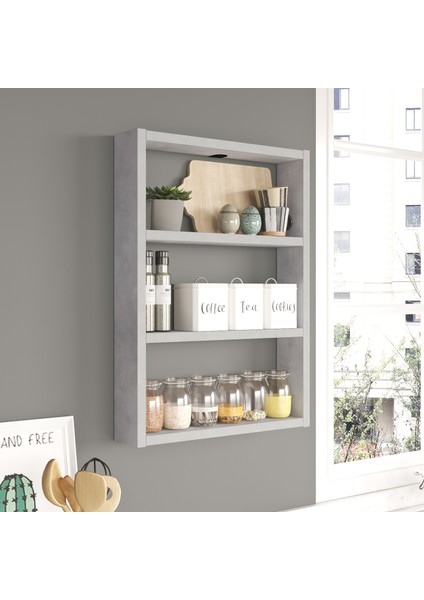 Pera 3'lü Duvar Rafı Mutfak Banyo Rafı Taş Pr1-Rt