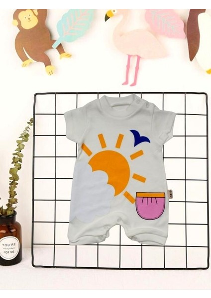 Babybonta Bebek Tulum Güneş Bulut Baskılı 3-9 Ay