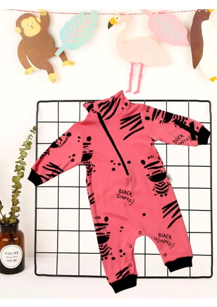 Babybonta Bebek Zebra Baskılı Tulum 3-6-9 Ay