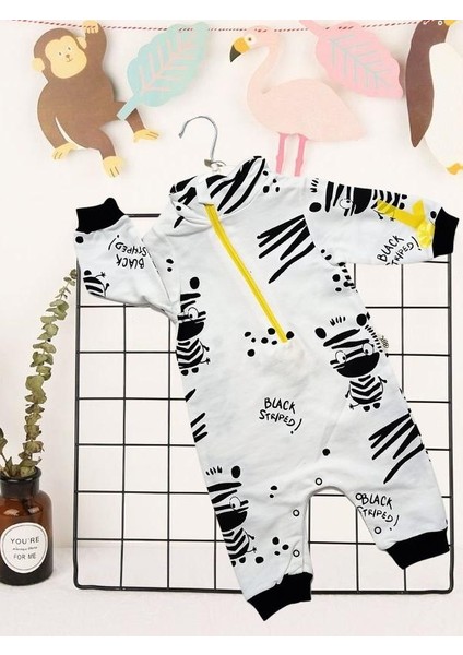 Babybonta Erkek Bebek Zebra Baskılı Tulum 3-6-9 Ay
