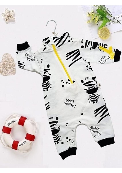 Babybonta Erkek Bebek Zebra Baskılı Tulum 3-6-9 Ay fiyatları