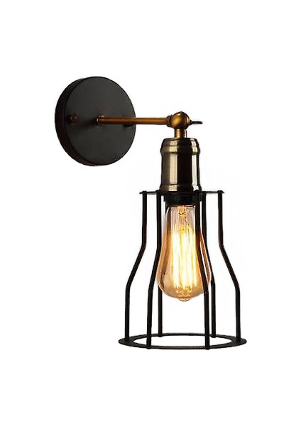 Loft Amerikan Demir Abajur Duvar Lambası Vintage Kafes Guard Aplik Loft Aydınlatma Armatürü Modern Kapalı Aydınlatma Duvar Lambaları B-Style (Yurt Dışından)