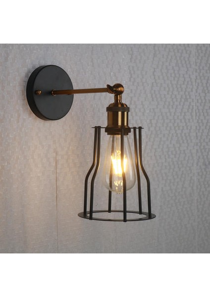 Loft Amerikan Demir Abajur Duvar Lambası Vintage Kafes Guard Aplik Loft Aydınlatma Armatürü Modern Kapalı Aydınlatma Duvar Lambaları B-Style (Yurt Dışından) indirimleri