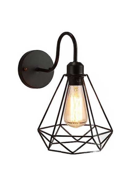 Loft Amerikan Demir Abajur Duvar Lambası Vintage Kafes Bekçi Sconce Çatı Aydınlatma Armatürü Modern Kapalı Aydınlatma Duvar Lambaları E-Style (Yurt Dışından)