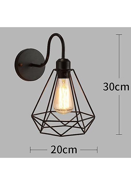 Loft Amerikan Demir Abajur Duvar Lambası Vintage Kafes Bekçi Sconce Çatı Aydınlatma Armatürü Modern Kapalı Aydınlatma Duvar Lambaları E-Style (Yurt Dışından)