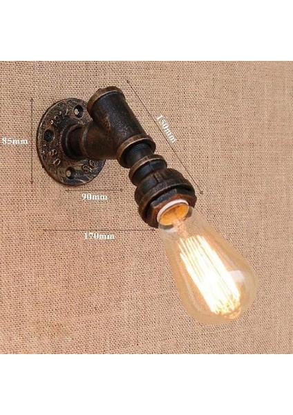 Retro Endüstriyel Duvar Lambası Vintage Demir Pas Su Borusu Lambaları E27 Loft Işık Kaplama Kapalı Aydınlatma Ev Yatak Odası Restoran Deco (Yurt Dışından)